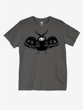 Gray Graphic Tee with Mothman Design